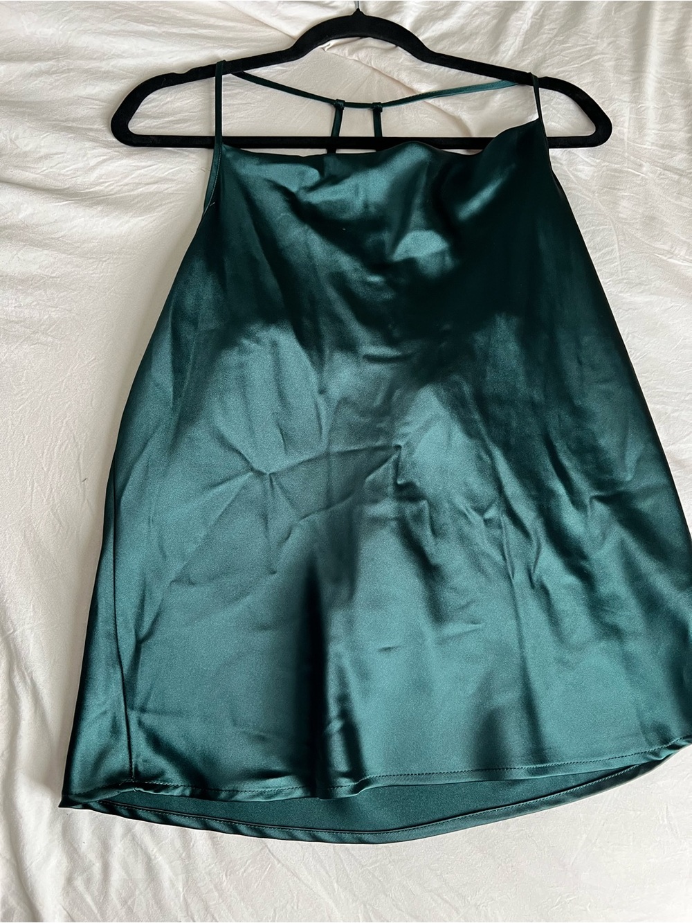 Pleione Teal Satin A-Line Slip Skirt
